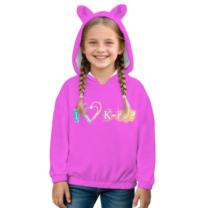 "I LOVE K-POP" HOODED SWEATSHIRT - KIDS SWEATSHIRT HOODIE