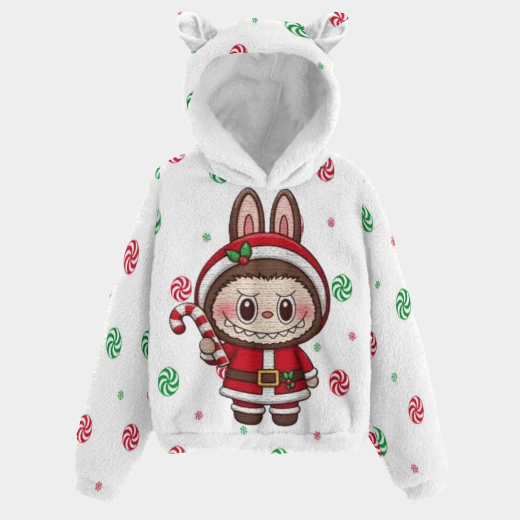 🐻✨ Labubu Christmas Bear-Ears Hoodie – Ultra-Soft Borg Fleece BOGO Special!