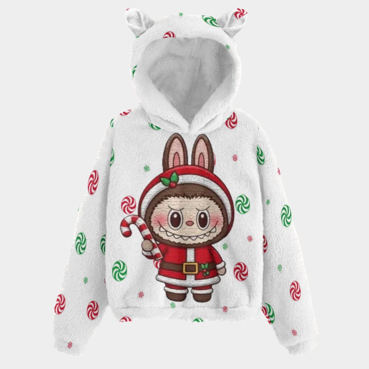 🐻✨ Labubu Christmas Bear-Ears Hoodie – Ultra-Soft Borg Fleece BOGO Special!
