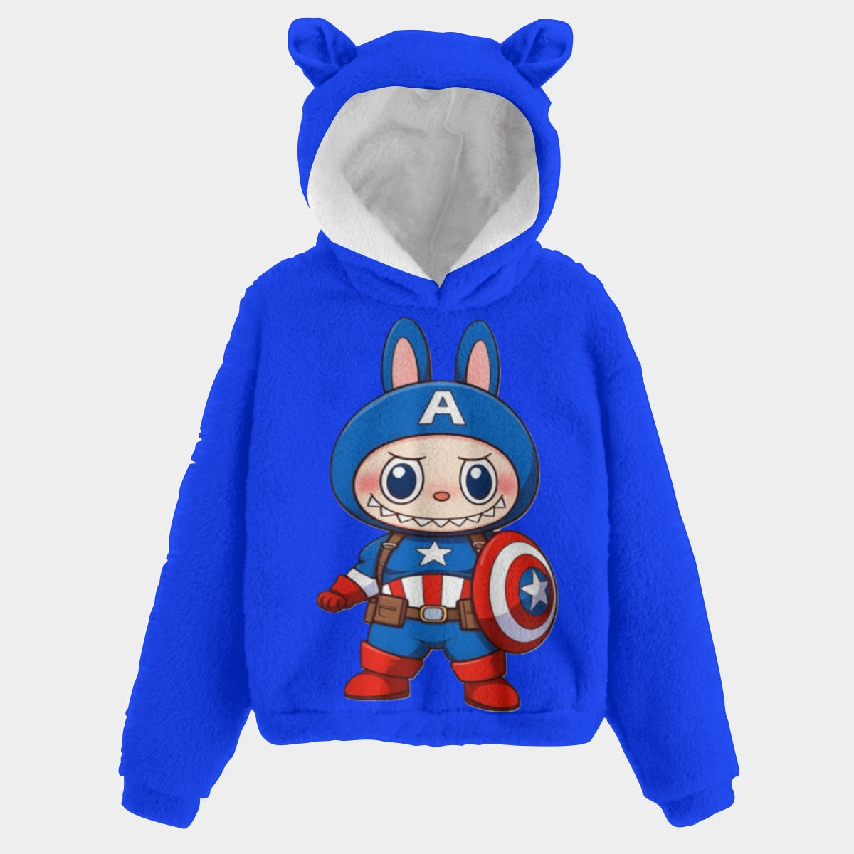 🧸Labubu Captain America SnugglePop™ Hoodie – Cute, Cozy & Ear-Resistible