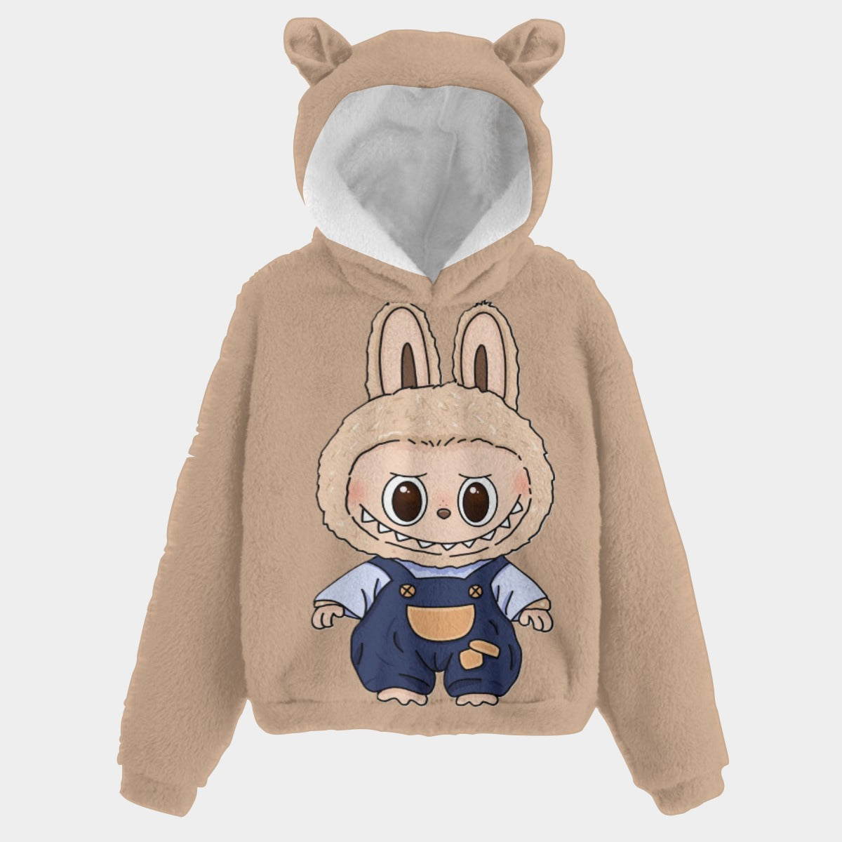 🧸 Title: Labubu SnugglePop™ Hoodie – Cute, Cozy & Ear-Resistible Labubu Light Brown Overalls