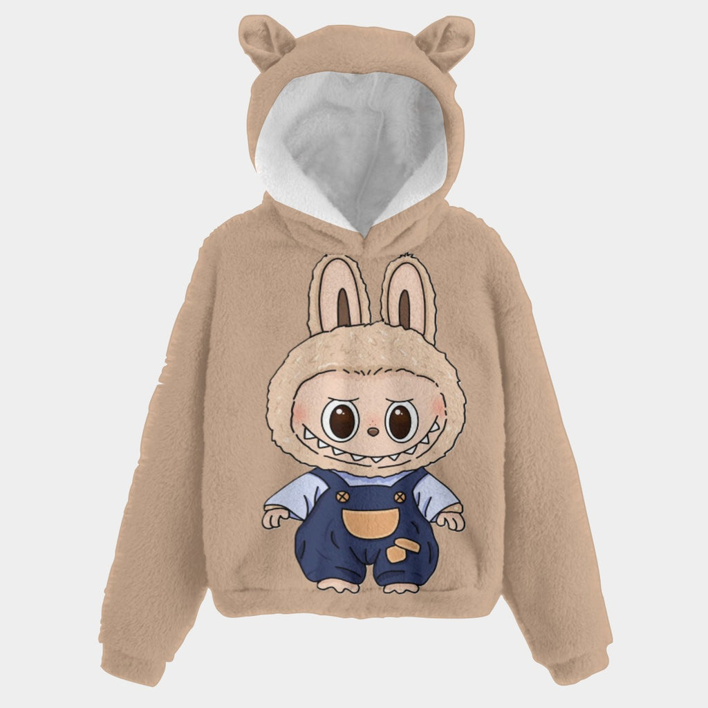 🧸 Title: Labubu SnugglePop™ Hoodie – Cute, Cozy &amp; Ear-Resistible Labubu Light Brown Overalls