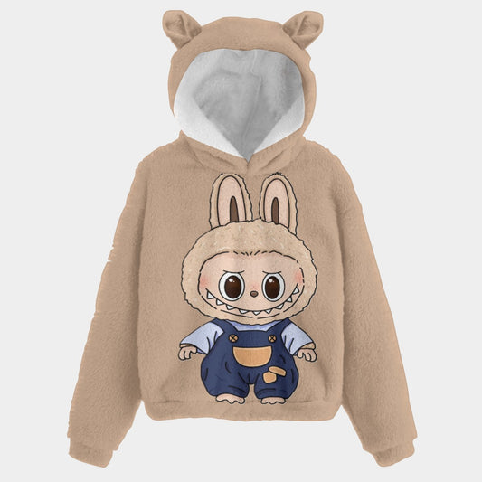 🧸 Title: Labubu SnugglePop™ Hoodie – Cute, Cozy &amp; Ear-Resistible Labubu Light Brown Overalls