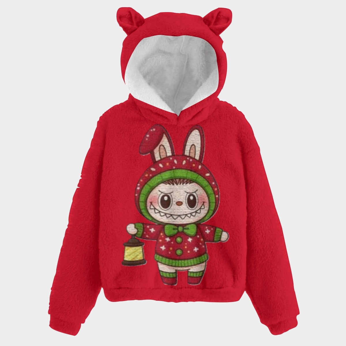 🐻✨Labubu Christmas Bear-Ears Hoodie – Ultra-Soft Borg Fleece BOGO Special!