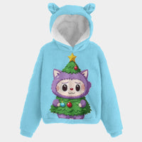 🐻✨Labubu Christmas Bear-Ears Hoodie – Ultra-Soft Borg Fleece