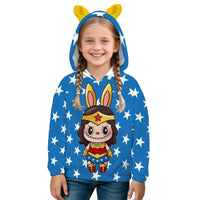 LABUBU WONDER WOMAN HOODED SWEATSHIRT - KIDS SWEATSHIRT HOODIE