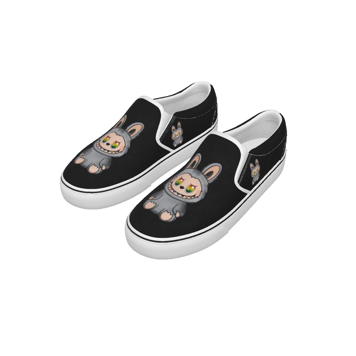 Labubu Exclusive Designs Kid's Slip On Sneakers (Black) ONLY SOLD HERE!