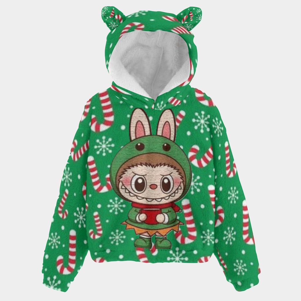 BOGO SALE! 🐻✨ Labubu Christmas Bear-Ears Hoodie – Ultra-Soft Borg Fleece BOGO Special!