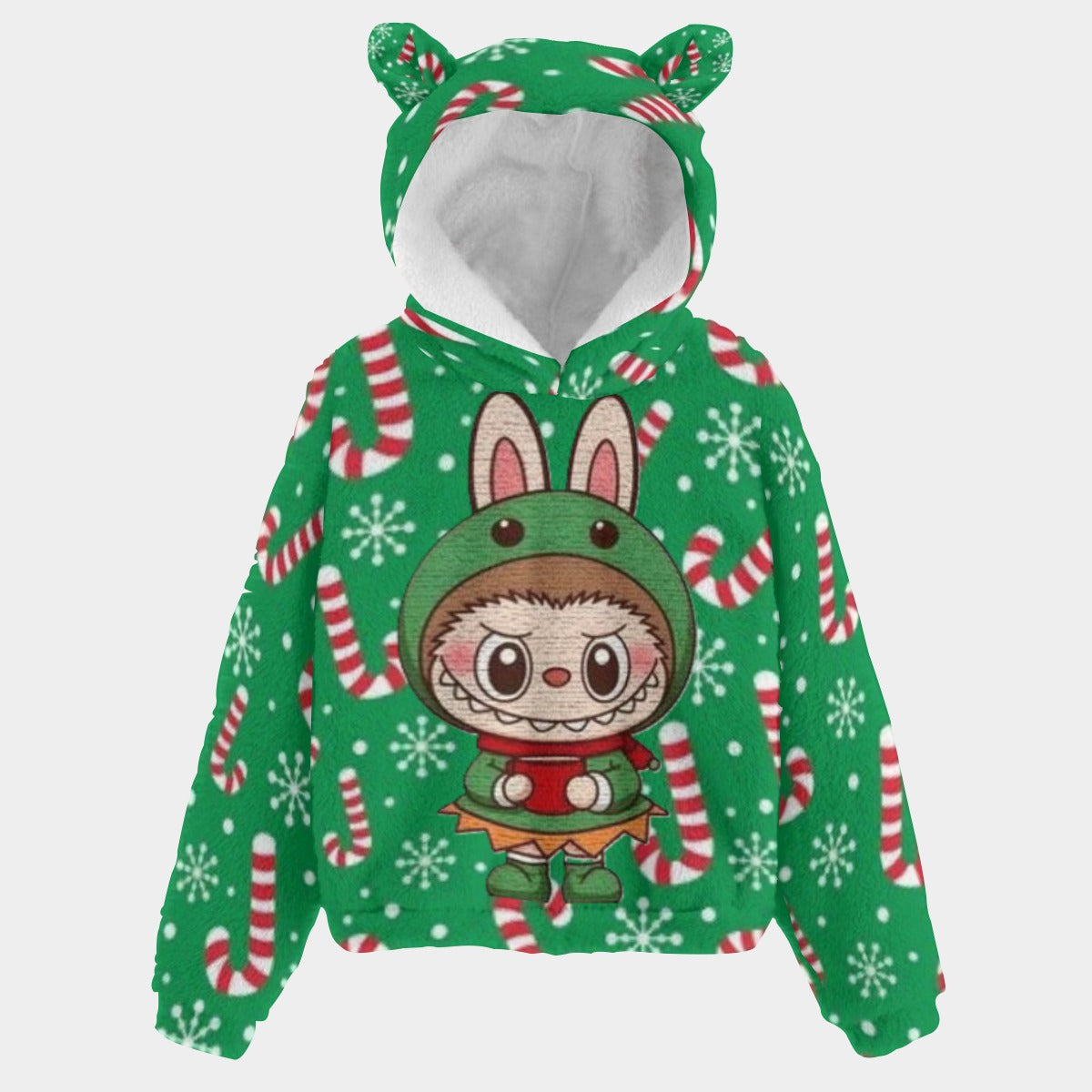 BOGO SALE! 🐻✨ Labubu Christmas Bear-Ears Hoodie – Ultra-Soft Borg Fleece BOGO Special!