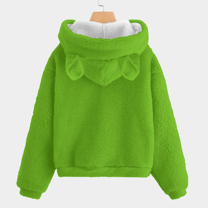 🐻✨Labubu Christmas Bear-Ears Hoodie – Ultra-Soft Borg Fleece