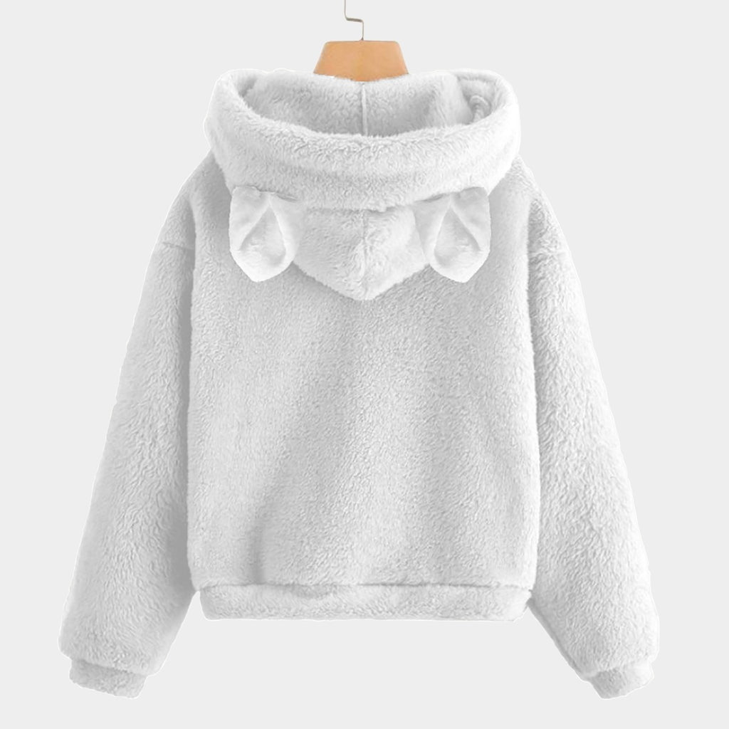 🧸 Labubu SnugglePop™ Hoodie – Cute, Cozy & Ear-Resistible Labubu White Hoodie Light Purple Sitting