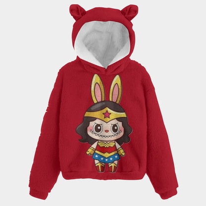 🧸Labubu WonderWoman SnugglePop™ Hoodie – Cute, Cozy & Ear-Resistible