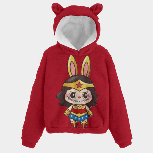 🧸Labubu WonderWoman SnugglePop™ Hoodie – Cute, Cozy & Ear-Resistible