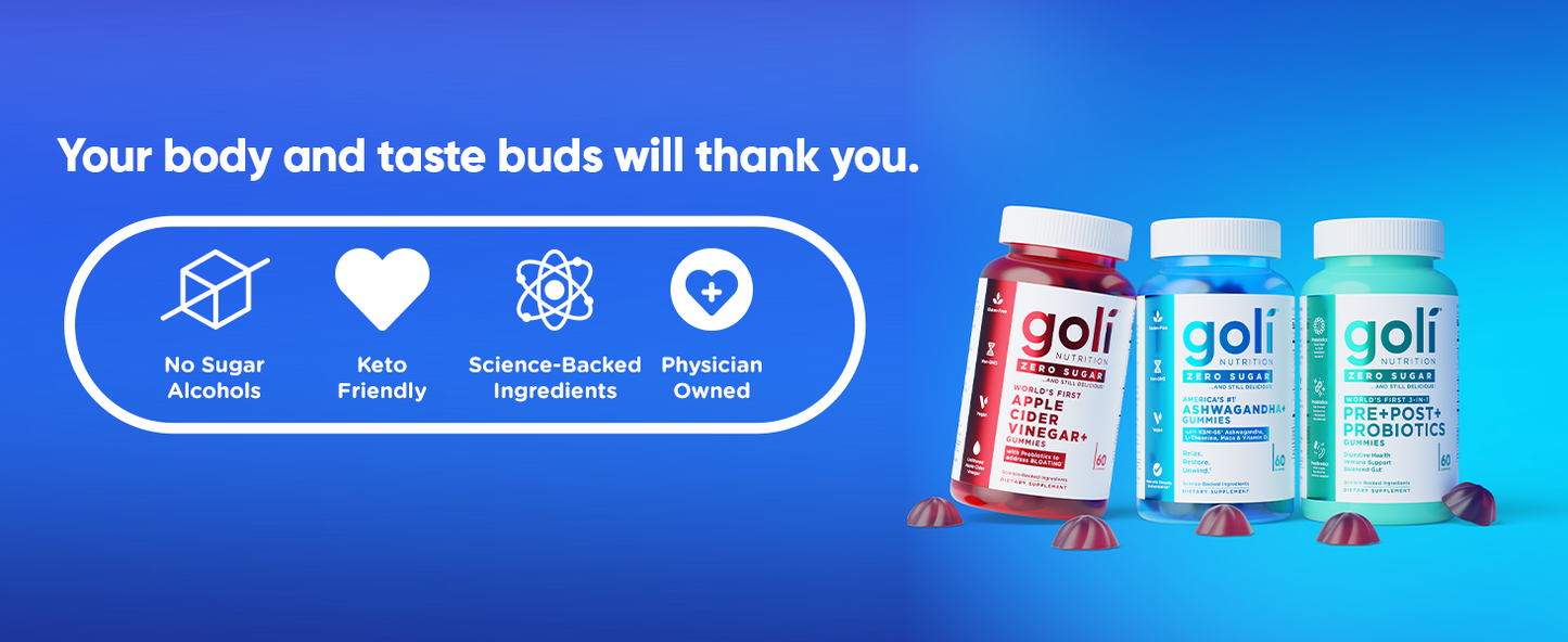 3 Bottles of Goli Favorites Bundle: Ashwagandha KSM-66, Apple Cider Vinegar, Matcha Mind Supplements with Cognizin, Vitamins D2 and B12