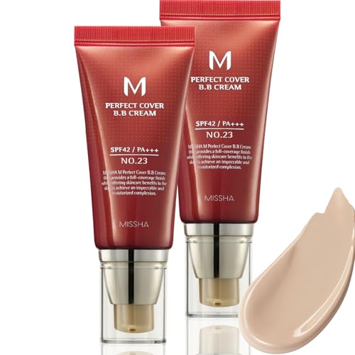 MISSHA M Perfect Cover BB Cream No.23 Natural Beige -Light/Medium with Cool/Neutral Undertone SPF 42 PA +++ 1.69 Fl Oz - Tinted Moisturizer for face with SPF