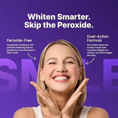 DRDENT Purple Teeth Whitening Strips 21 Treatments - Safe for Enamel - Non Sensitive Teeth Whitening - Whitening Without Any Harm - Pack of 42 Strips + Mouth Opener Included