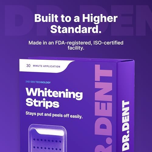 DRDENT Purple Teeth Whitening Strips 21 Treatments - Safe for Enamel - Non Sensitive Teeth Whitening - Whitening Without Any Harm - Pack of 42 Strips + Mouth Opener Included
