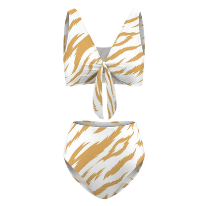 Animal Print Tie High-Waisted Bikini Customized Services