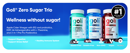 3 Bottles of Goli Favorites Bundle: Ashwagandha KSM-66, Apple Cider Vinegar, Matcha Mind Supplements with Cognizin, Vitamins D2 and B12