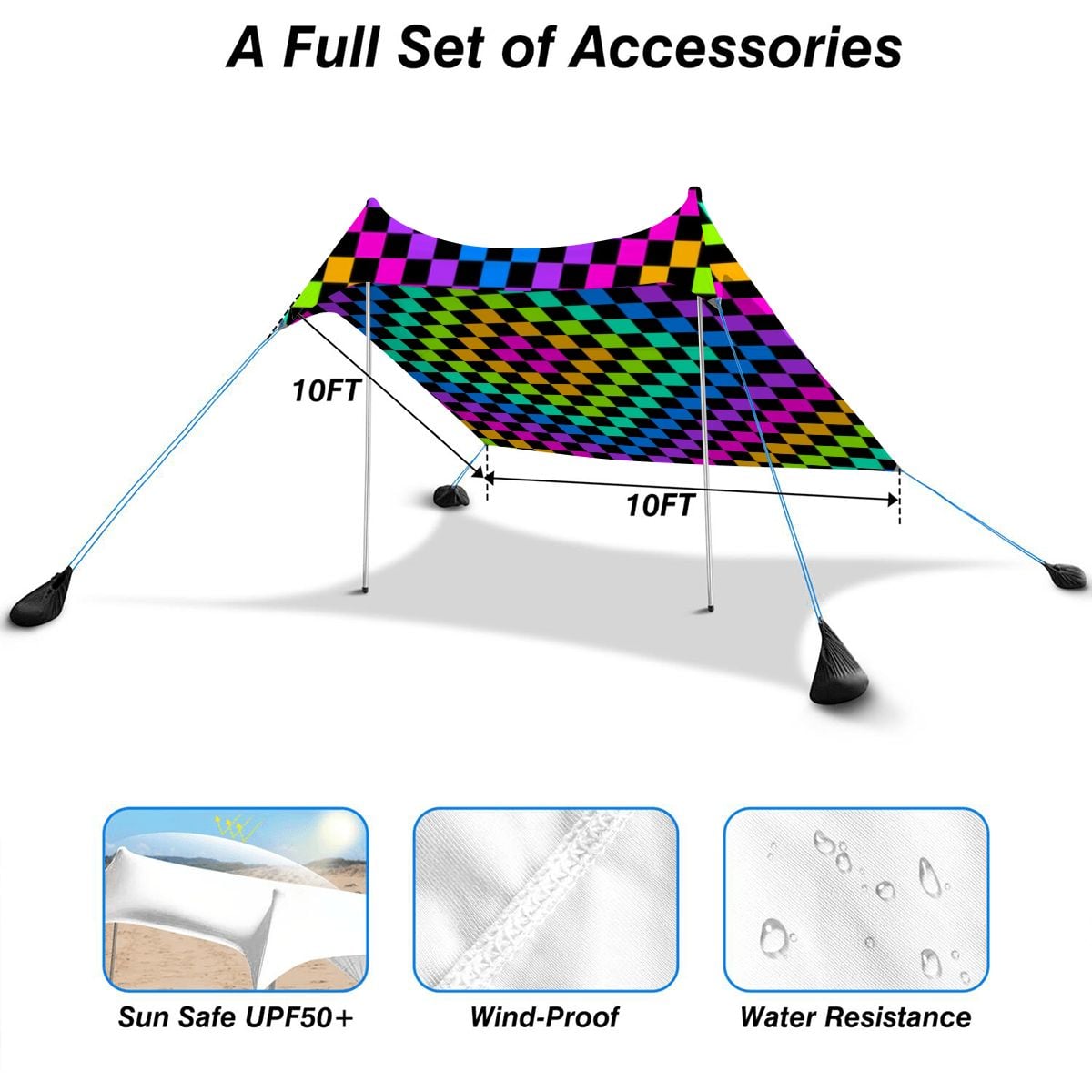 Neon Checker Beach Canopy