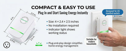 Electricity Saving Box Energy Power Savings Device to Reduce Electric Bill Power Energy Electricity Factor Saver Smart Intelligent Plug in Home Office Surge Protector Strips Voltage Outlet