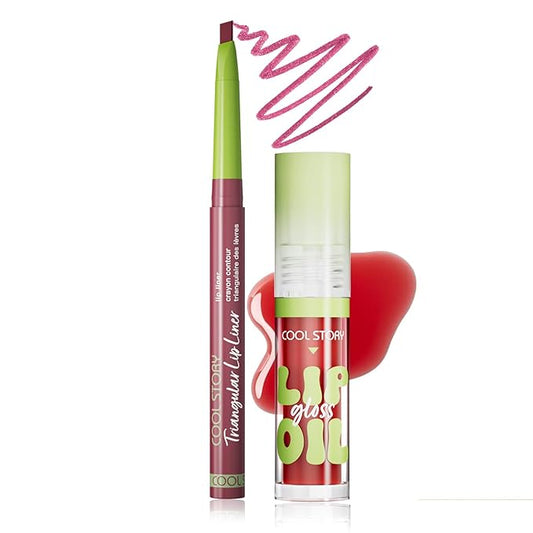 6 Colors Lip Oil Lip Stain, Watery Lip Oil Lip Tint Stain Set, Liquid Lipstick Lip Gloss Moisturizing, Multi-use Lip and Cheek Tint, Non-Sticky, High Pigment (Type A)