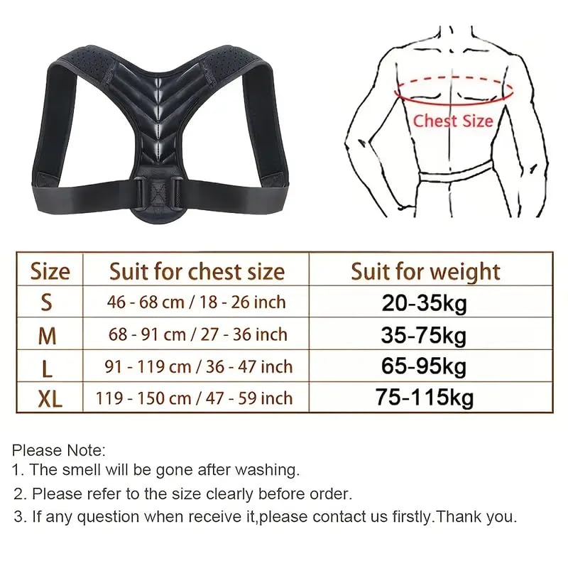 Posture Corrector, Back Brace for Women and Men, Adjustable Back Support, Shoulder Straightener for Improving Hunchback L Black