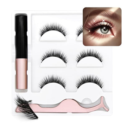 Eyelashes Magnetic,Lashes Eyelashes With Applicator,Reusable Magnetic Eyelashes, Lashes,Natural Look No Glue