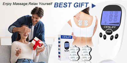 TENS + EMS Dual Channel Muscle Relief Pulse Massager Featuring 8 Electrodes for Alleviating Pain in The Shoulders, Back, And Knees, Aiding in Muscle Recovery from Injuries, Designed for Portability, And an Ideal Gift for Loved Ones!