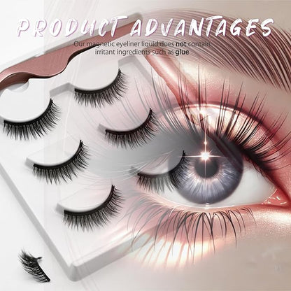 Eyelashes Magnetic,Lashes Eyelashes With Applicator,Reusable Magnetic Eyelashes, Lashes,Natural Look No Glue