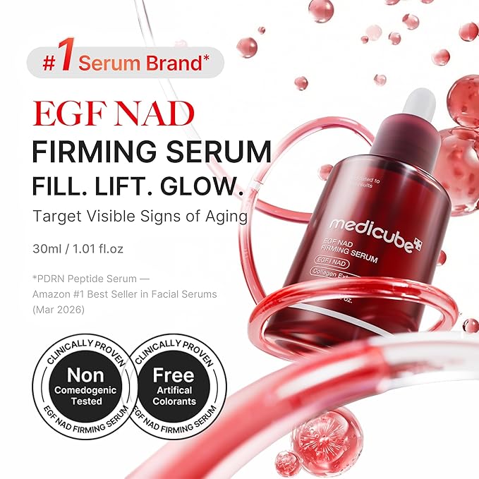 medicube NAD EGF Firming Serum for Face & Neck | Anti-Aging Serum with EGF Peptide, NAD+ &amp; Collagen | Wrinkle Appearance, Elasticity &amp; Pore Care | Korean Skincare, 1.01 fl.oz
