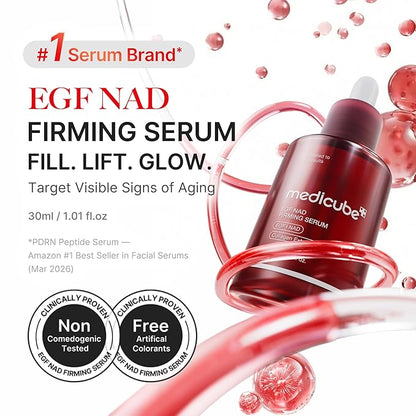 medicube NAD EGF Firming Serum for Face & Neck | Anti-Aging Serum with EGF Peptide, NAD+ &amp; Collagen | Wrinkle Appearance, Elasticity &amp; Pore Care | Korean Skincare, 1.01 fl.oz