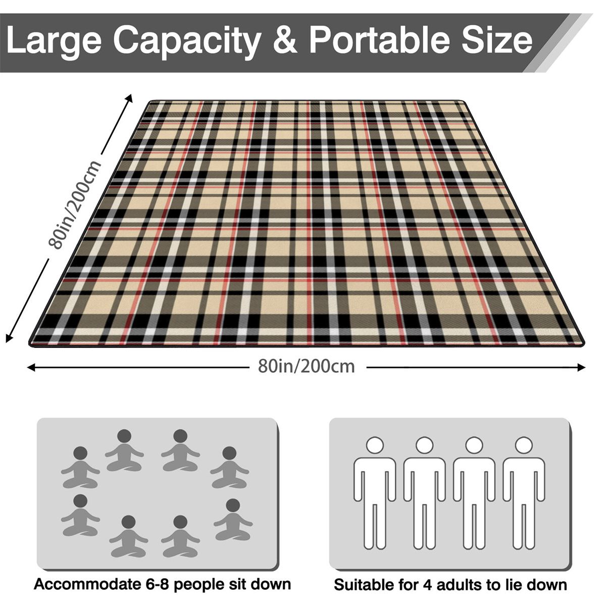 Outdoor Beach/Picnic Blanket - Plaid Design
