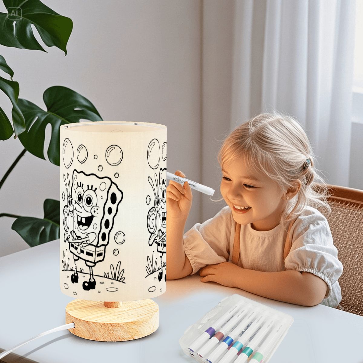 Fun for Kids! Colorable/Paintable Lamp - DIY Paintable Table Lamp
