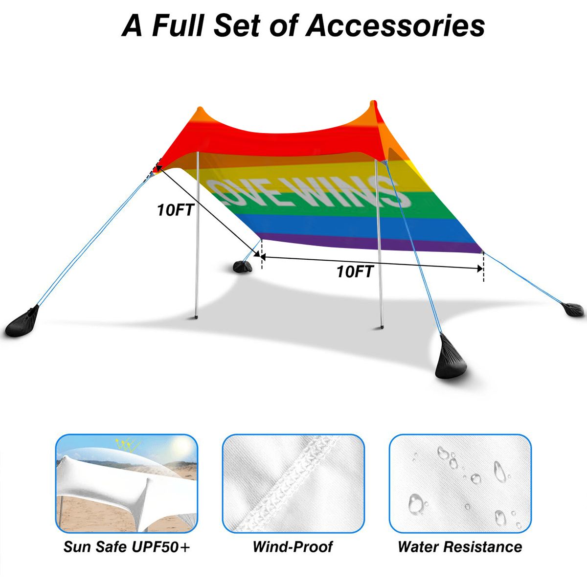 Love Wins Rainbow -Beach Canopy/Beach Tent