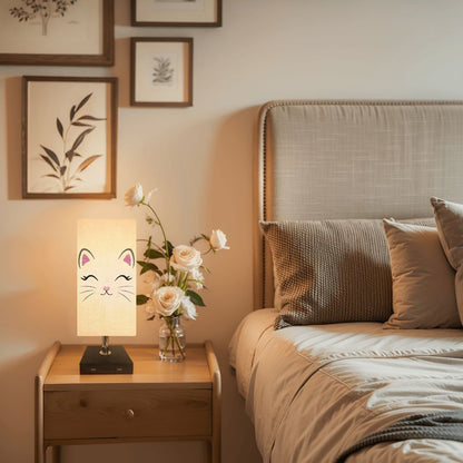 Square Cat Table Lamp with USB Port