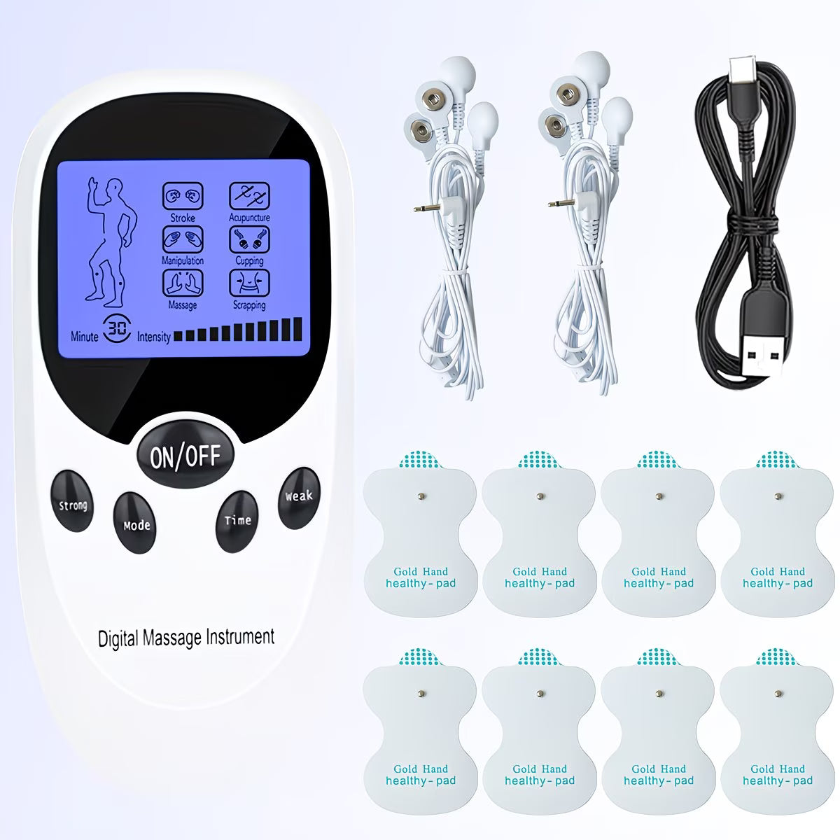TENS + EMS Dual Channel Muscle Relief Pulse Massager Featuring 8 Electrodes for Alleviating Pain in The Shoulders, Back, And Knees, Aiding in Muscle Recovery from Injuries, Designed for Portability, And an Ideal Gift for Loved Ones!