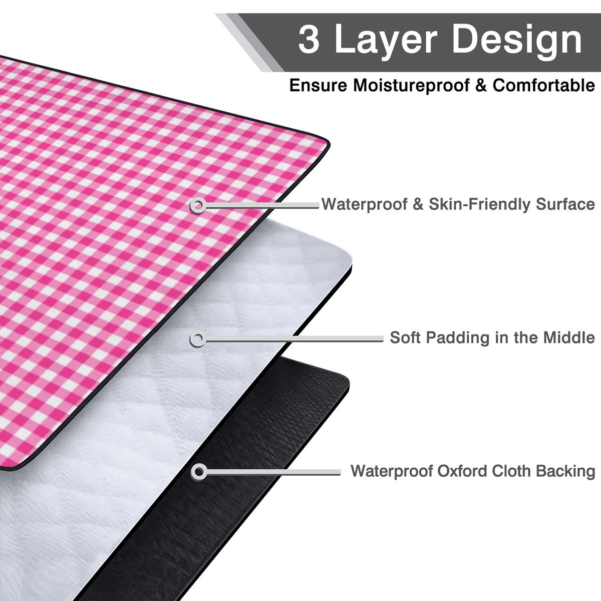 Outdoor Beach/Picnic Blanket (Checker Pink)