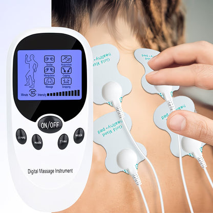 TENS + EMS Dual Channel Muscle Relief Pulse Massager Featuring 8 Electrodes for Alleviating Pain in The Shoulders, Back, And Knees, Aiding in Muscle Recovery from Injuries, Designed for Portability, And an Ideal Gift for Loved Ones!
