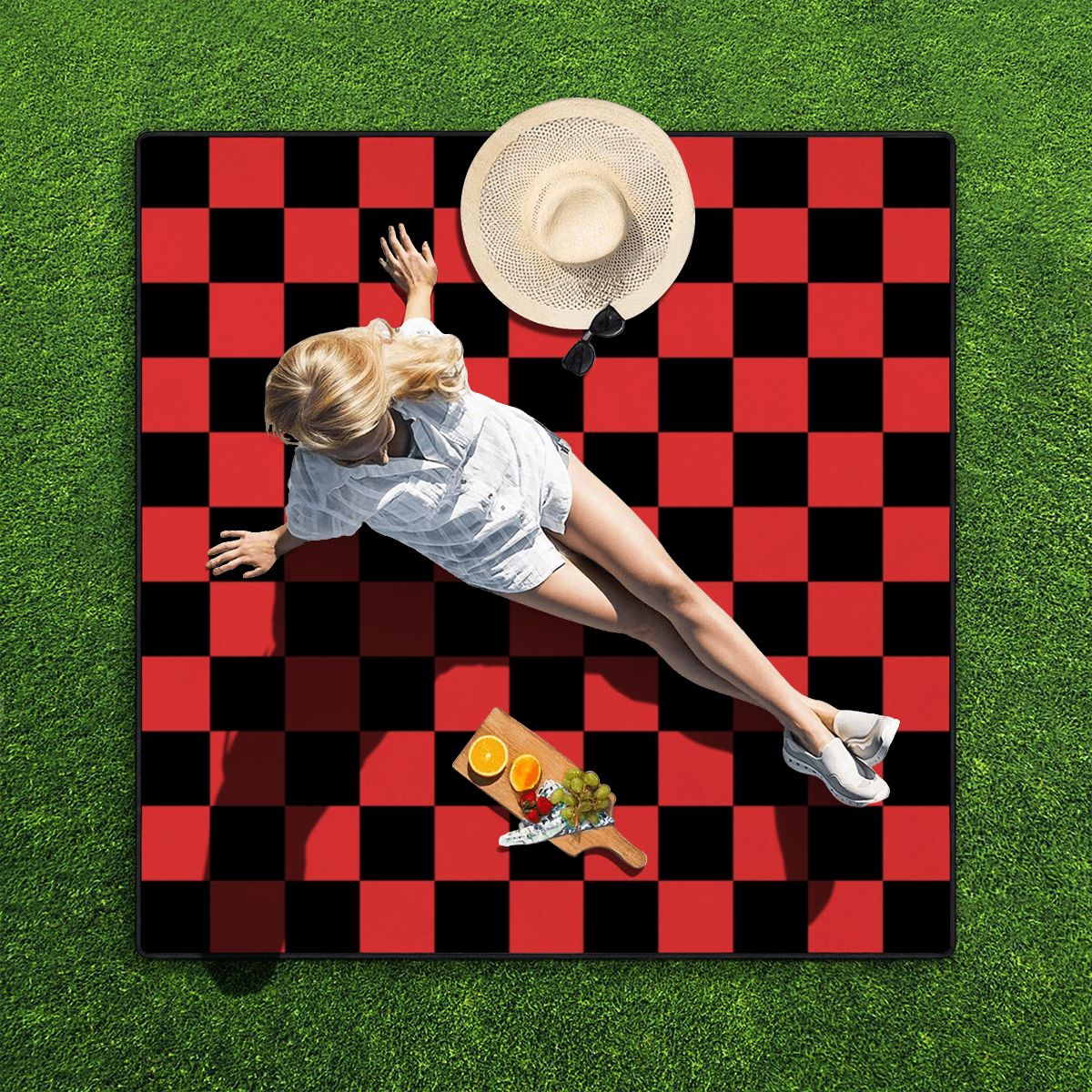 Outdoor Beach/Picnic Blanket Checker Board Design