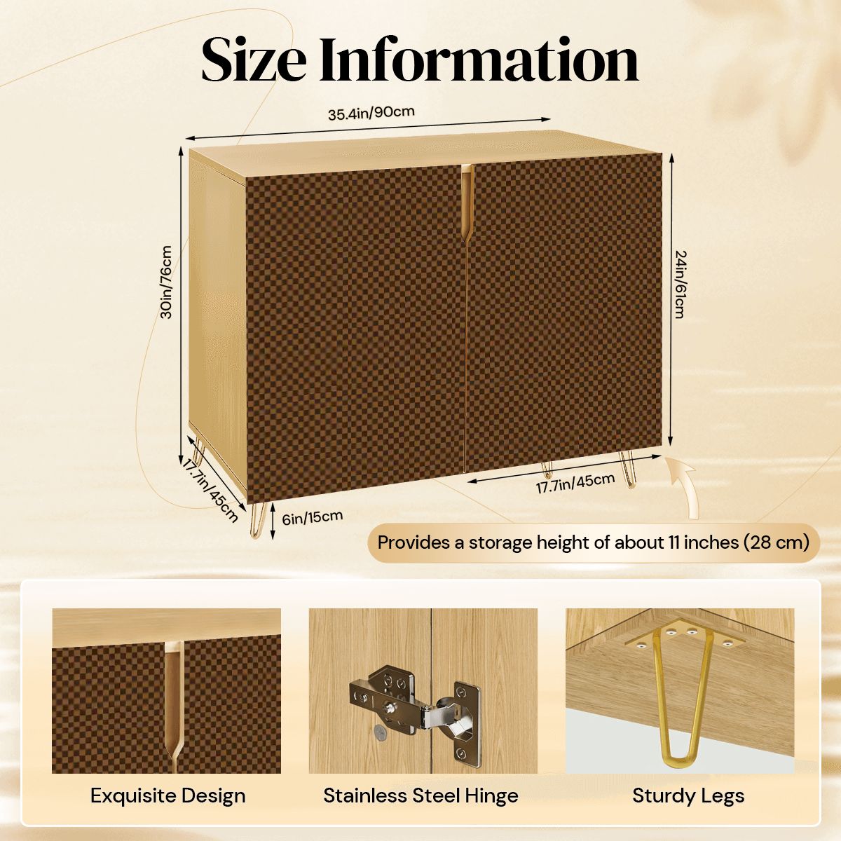 Exclusive Checker Design Wooden Storage Cabinet