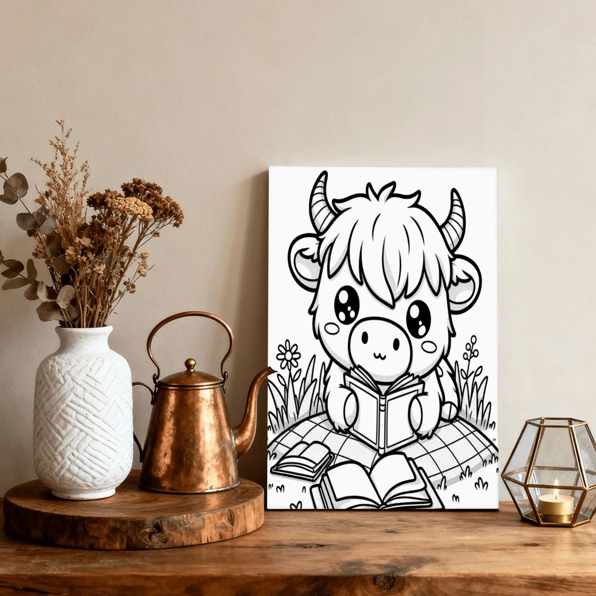 READY TO PAINT Graphic Framed Canvas Painting, Framed Canvas Painting (2:3) (Vertical)