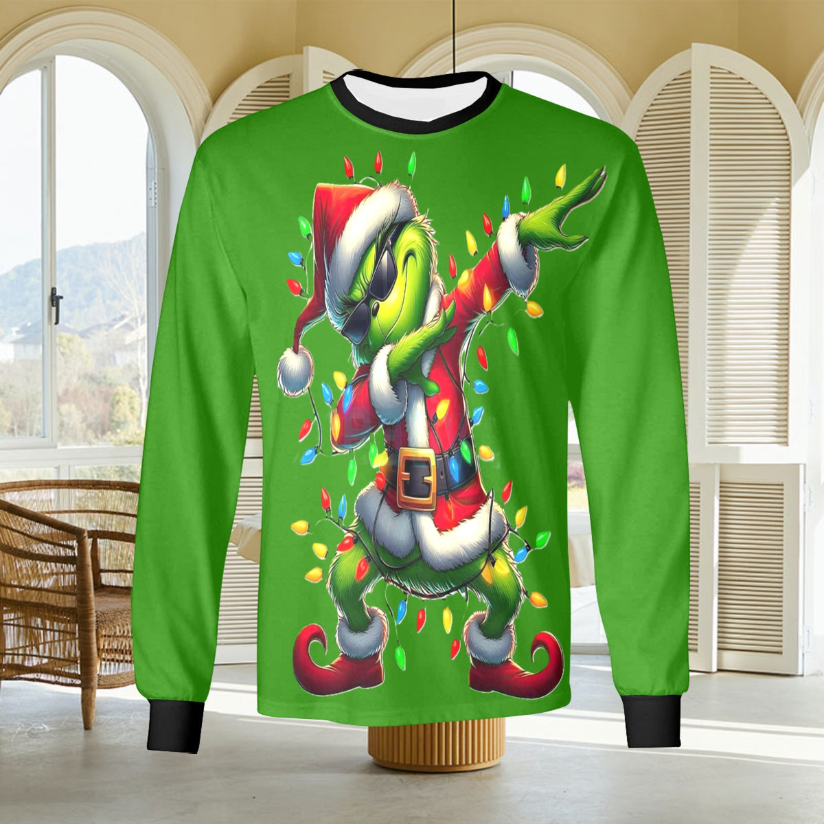 🎄“Resting Grinch Face” Long Sleeve Tee – Men’s Christmas Mischief Shirt - MENS CHRISTMAS SHIRTS  - Men's Long Sleeve T-shirt (GRINCH CHRISTMAS SHIRTS)