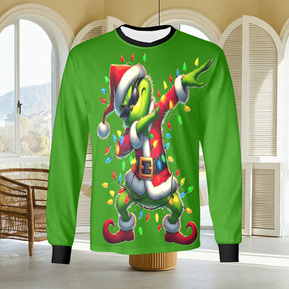 🎄“Resting Grinch Face” Long Sleeve Tee – Men’s Christmas Mischief Shirt - MENS CHRISTMAS SHIRTS  - Men's Long Sleeve T-shirt (GRINCH CHRISTMAS SHIRTS)