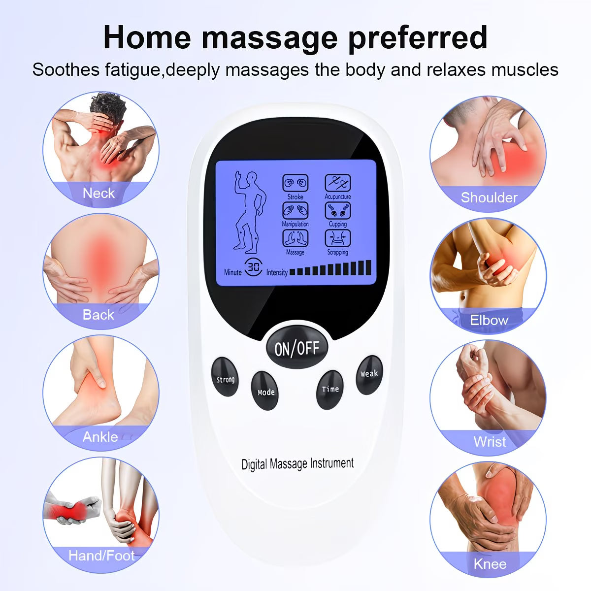 TENS + EMS Dual Channel Muscle Relief Pulse Massager Featuring 8 Electrodes for Alleviating Pain in The Shoulders, Back, And Knees, Aiding in Muscle Recovery from Injuries, Designed for Portability, And an Ideal Gift for Loved Ones!