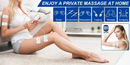 TENS + EMS Dual Channel Muscle Relief Pulse Massager Featuring 8 Electrodes for Alleviating Pain in The Shoulders, Back, And Knees, Aiding in Muscle Recovery from Injuries, Designed for Portability, And an Ideal Gift for Loved Ones!