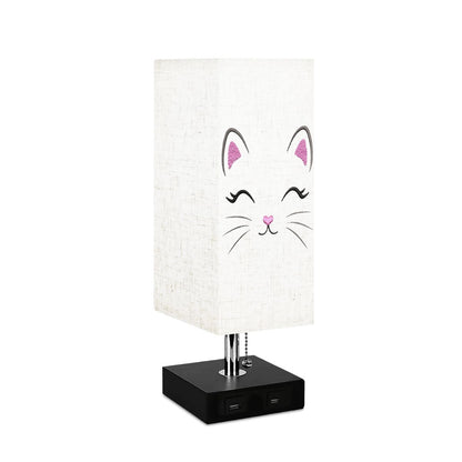 Square Cat Table Lamp with USB Port