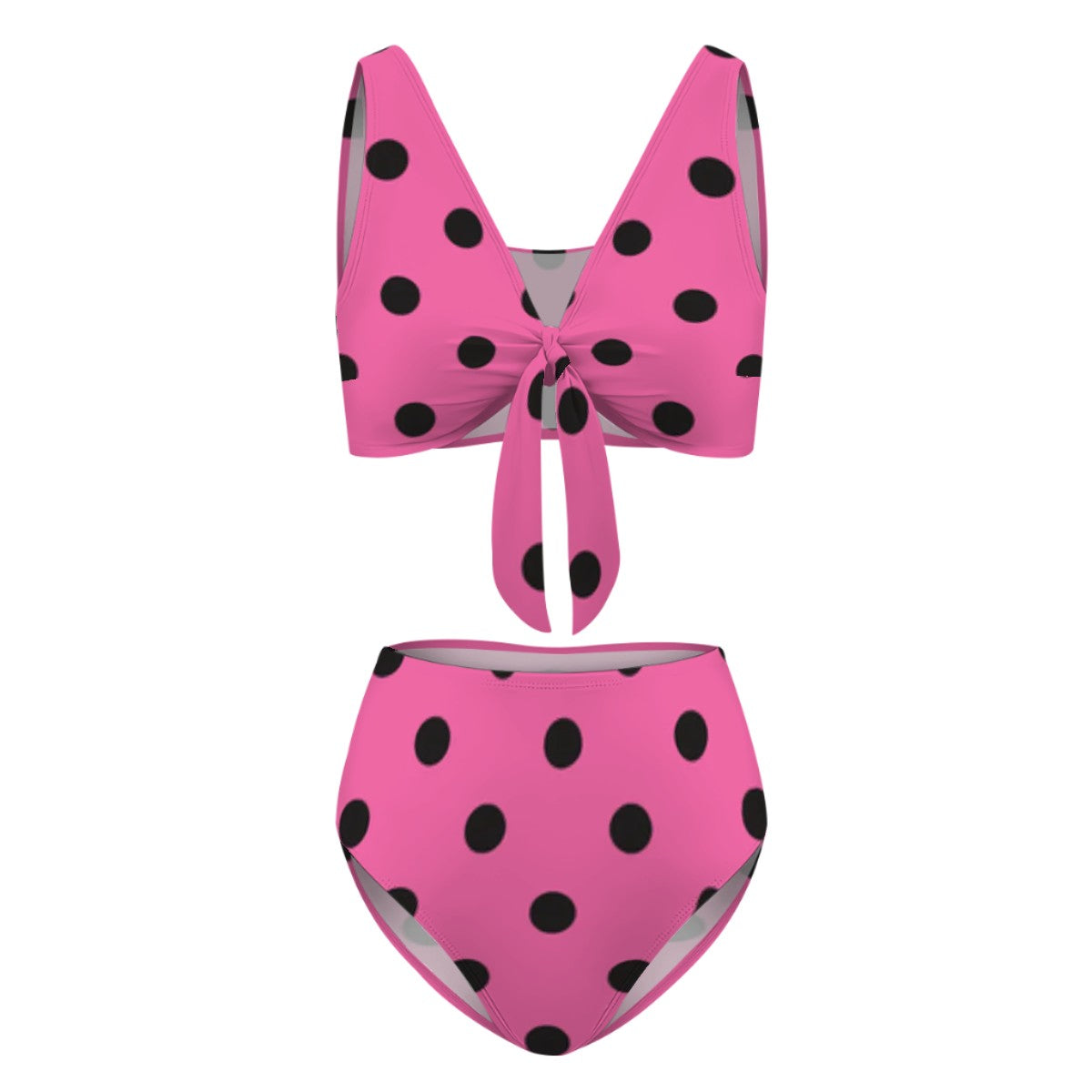 Polka Dot Design Tie High-Waisted Bikini Customized Services