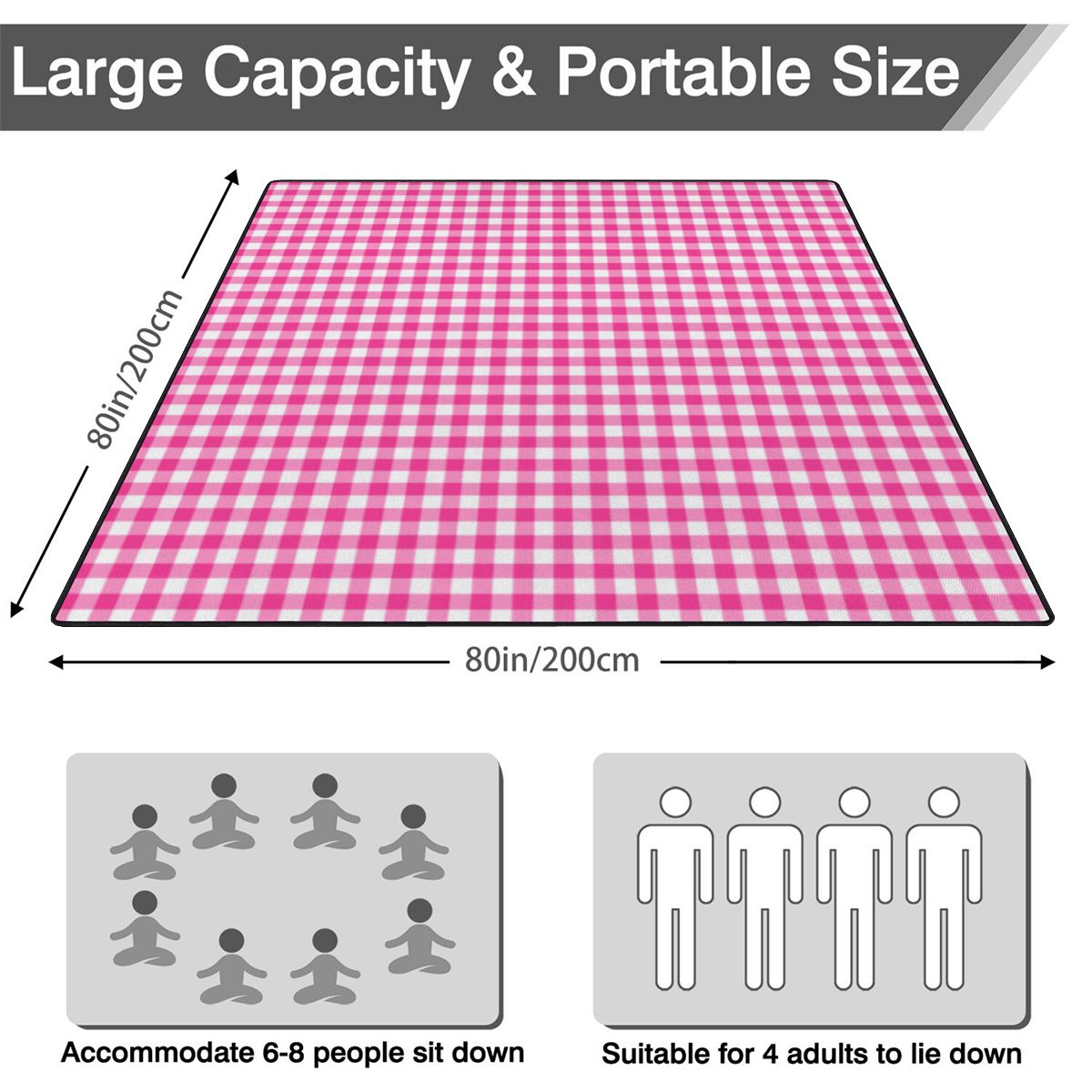 Outdoor Beach/Picnic Blanket (Checker Pink)
