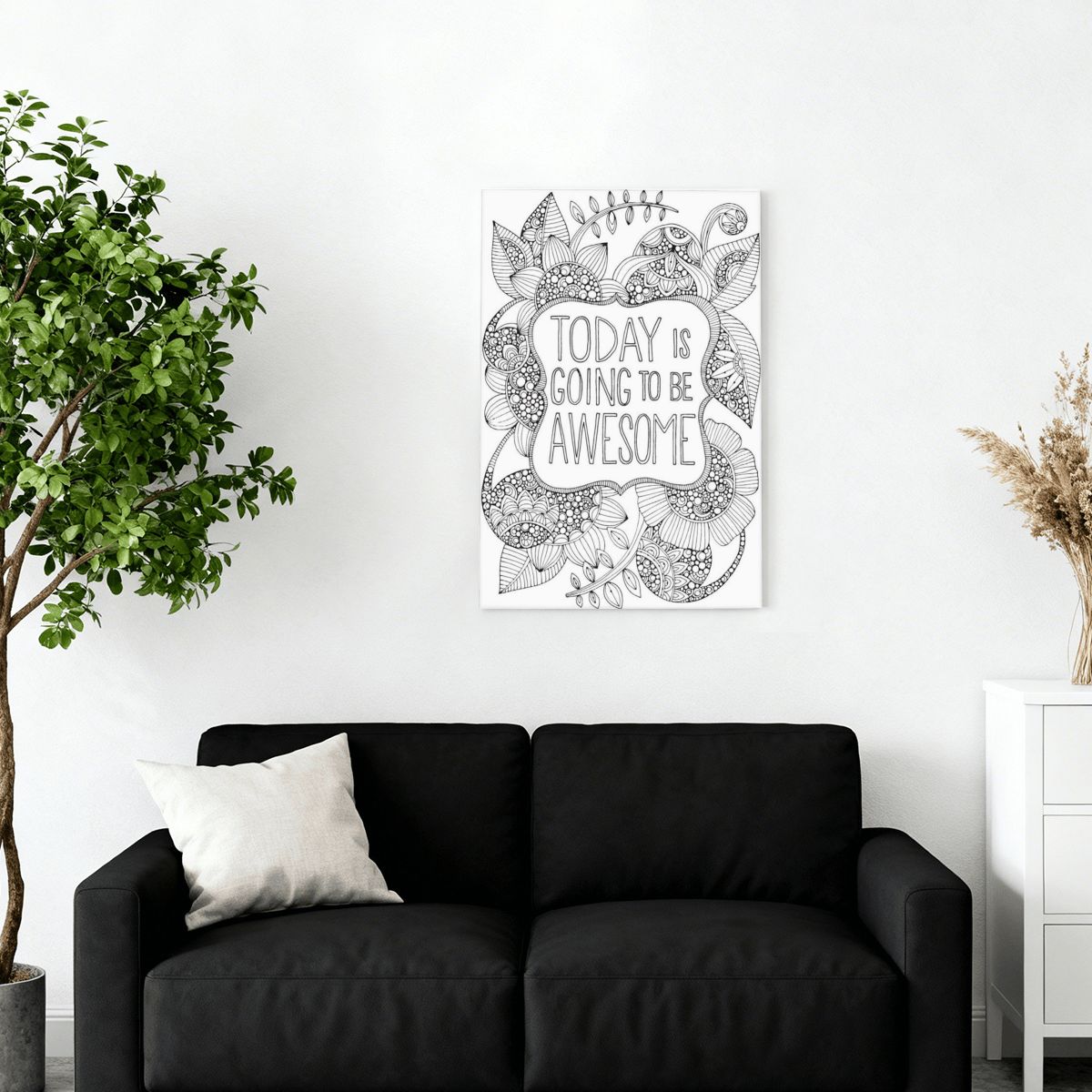 READY TO PAINT Graphic Framed Canvas Painting, Framed Canvas Painting (2:3) (Vertical)